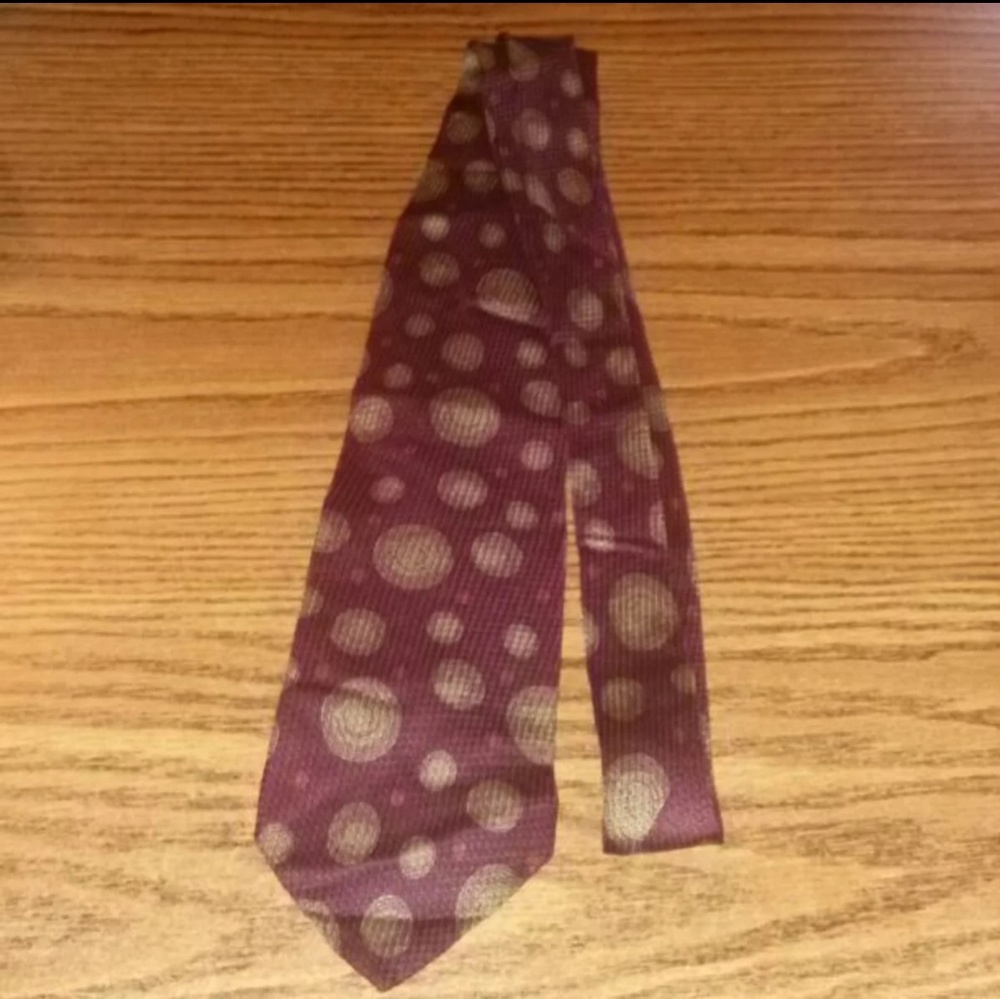 Paul Stuart burgundy and gray 100% silk necktie.